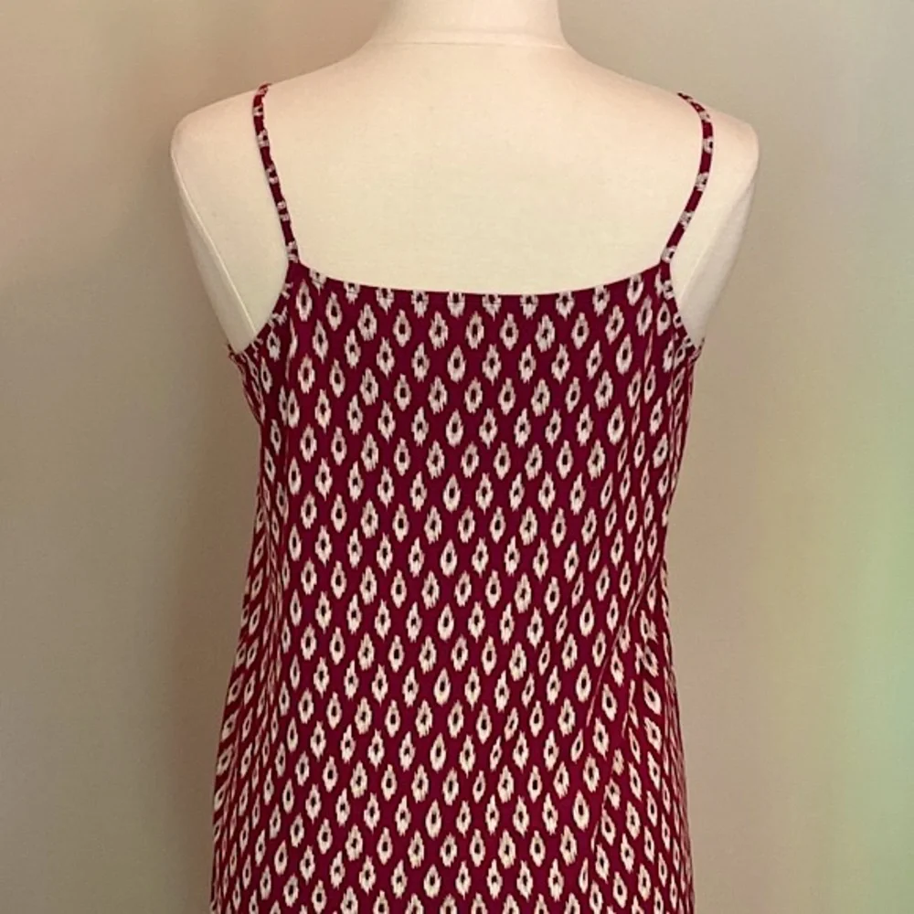 Old Navy Maroon Red Cream XXL Plus Girls Rustic Cottagecore Preppy Boho Dress